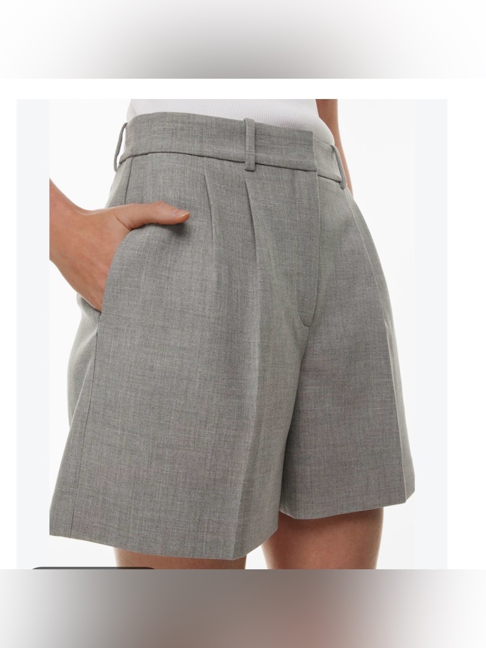 Aritzia Babaton Pleated Shorts Women’s 4 Heather Dark Grey New NWT